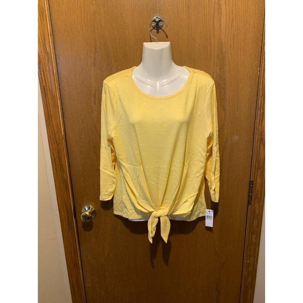PXL I.n. Studio yellow tie sweater petite new with tags long sleeves